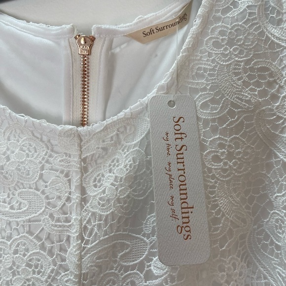 NWT SOFT SURROUNDINGS sz 4 White Madelyn Lace Dress Sleeveless Asymmetrical Hem - Picture 9 of 9